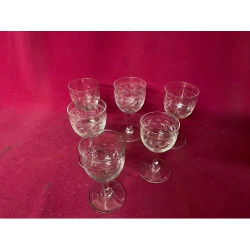 413 - Set of six Victorian One Penny Woolworth's glasses