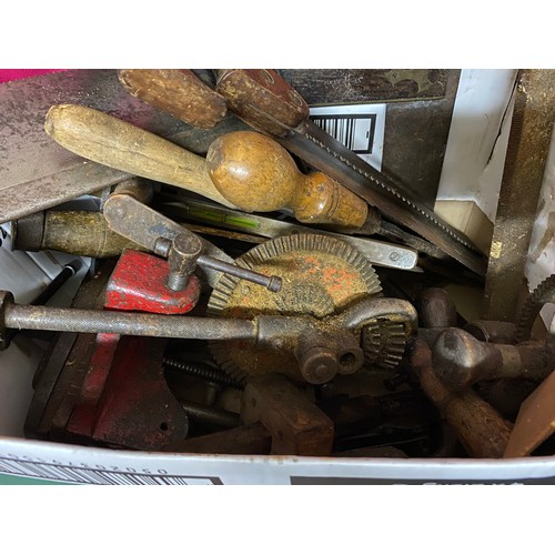 449 - Large collection of vintage woodworking tools including saws, hammers, drills, files and  screwdrive... 