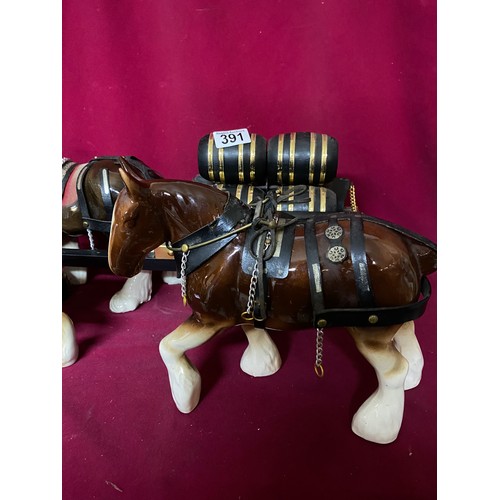 391 - 3 x shire horses, 2 with carts