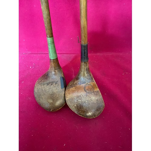 403 - 2 x antique Hickory golf clubs