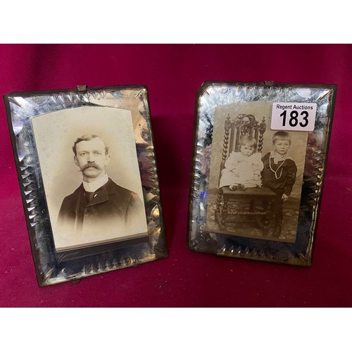 183 - Pair of Victorian mirrored photo frames with photos