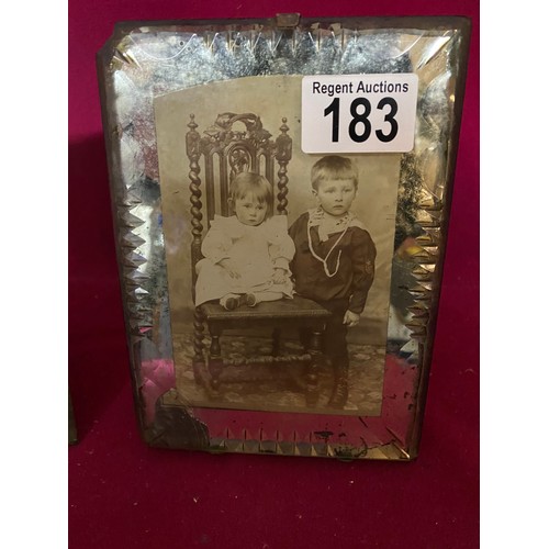 183 - Pair of Victorian mirrored photo frames with photos