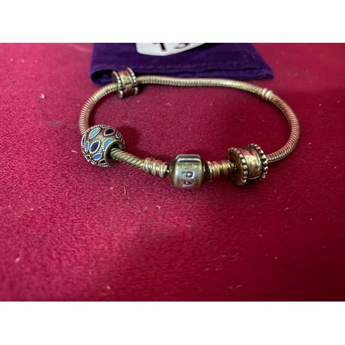 135 - Genuine Pandora Silver bracelet with charms.