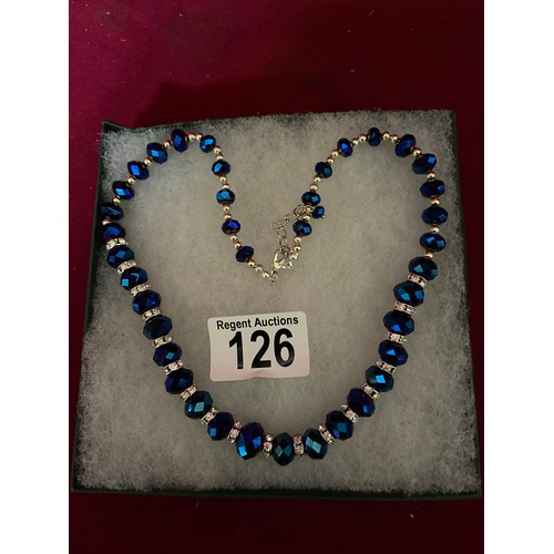 126 - Stunning blue glass necklace