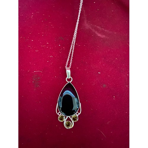 187 - Sterling silver necklace and Black Onyx pendant