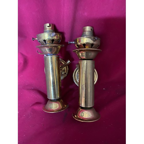 217 - 2 x pairs of brass light fittings