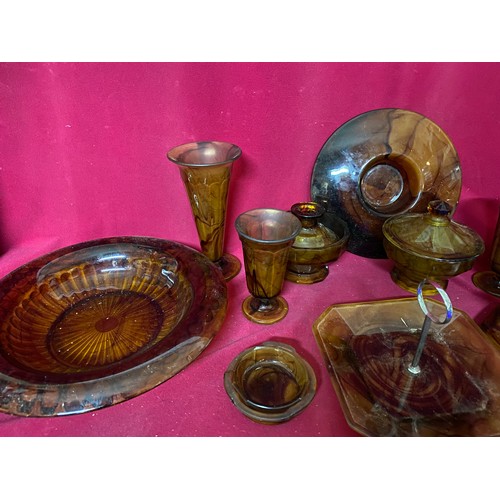 21 - Collection of vintage amber cloud glass