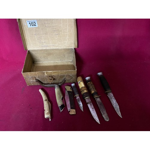 102 - Collection of vintage knives and penknives