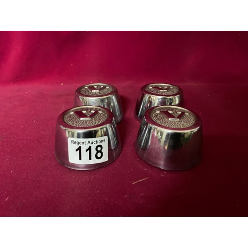 118 - Set of 4 vintage chrome Volvo wheel centre caps.