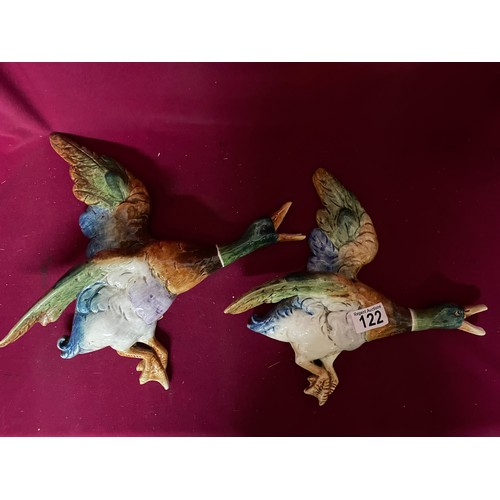 122 - Pair of Royal Dux Flying Ducks