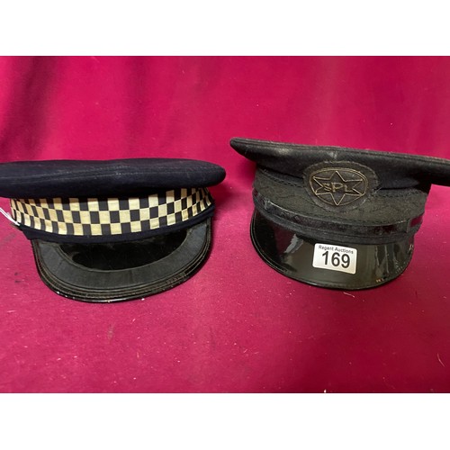 169 - 2 Vintage Police caps.