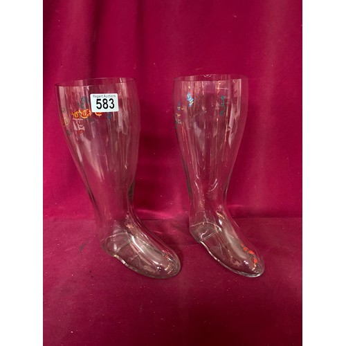 583 - Pair of vintage beer stein boots/glasses