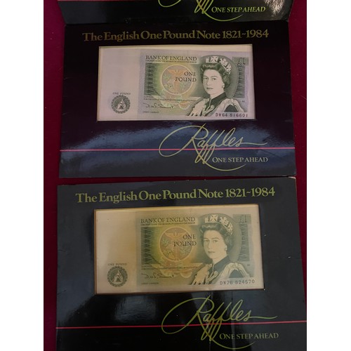 488 - 3 vintage Queen Elizabeth £1 notes, uncirculated and in mint condition.