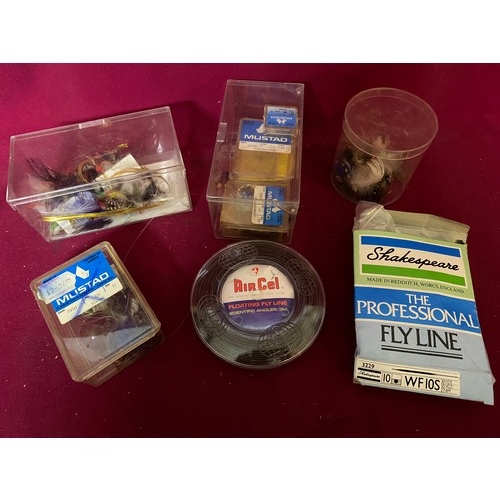 911 - Selection of fly tying equipment including flies, lines, hooks