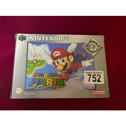 752 - Nintendo 64 Super Mario game boxed and as new 1996.