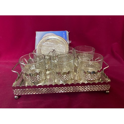 111 - Selection of chrome and glass serving accessories