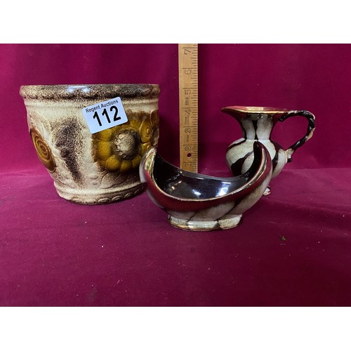 112 - Collection of West German pottery including a 545 drip glaze water jug and bowl