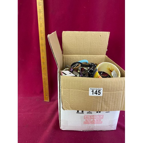 145 - Box of costume jewellery weighing approx 5kg