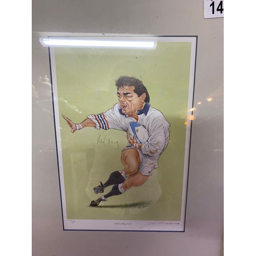 148 - Llimited edition print of Will Carling no.174/850 by John Ireland. Signed by John and Will