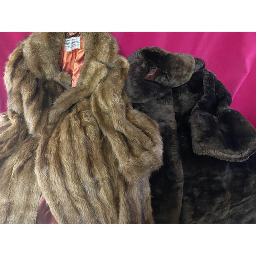 159 - 2 x vintage fur coats, a stole and a small jacket.