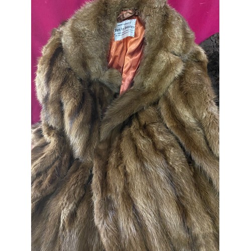 159 - 2 x vintage fur coats, a stole and a small jacket.