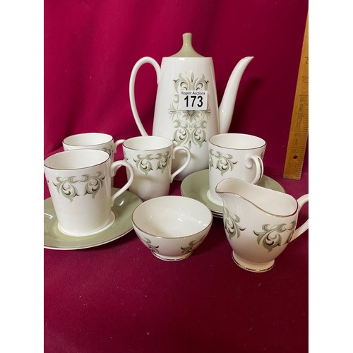 173 - 2 coffee sets, Miranda by Royal Grafton, 6 x cups and saucers, coffee pot, milk and sugar. Also, Ade... 