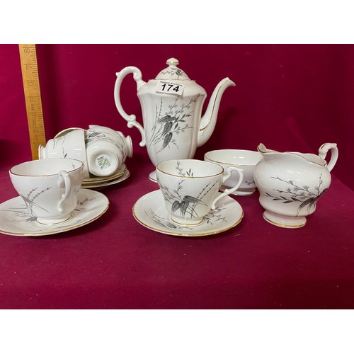 174 - Paragon coffee set comprising of coffee pot, 6 x cups and saucers. Also, 6 x trios by Wedgewood Fair... 