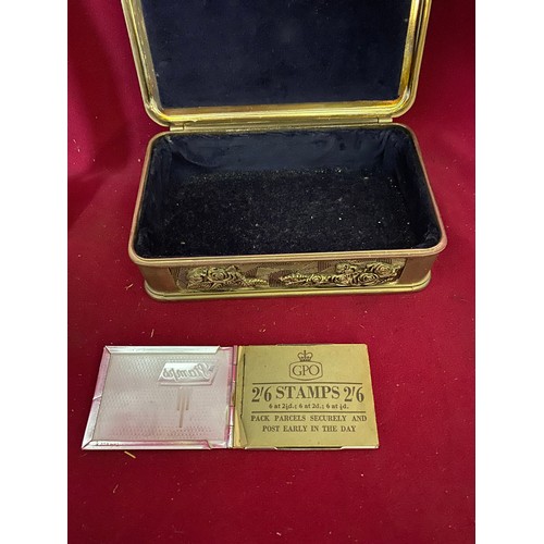 179 - Collection of metalware including musical biscuit tin, hip flask, jewellery box, cigarette case, tra... 