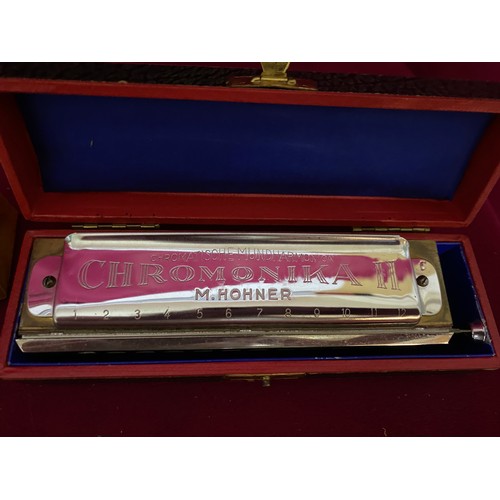 197 - Vintage Hohner Chromonika mouth organ and Swing mouth organ.