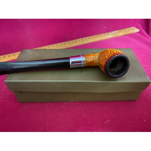 208 - Vintage Peterson of Dublin silver collared pipe, falcon pipe and John Pollock & Co English clay pipe... 