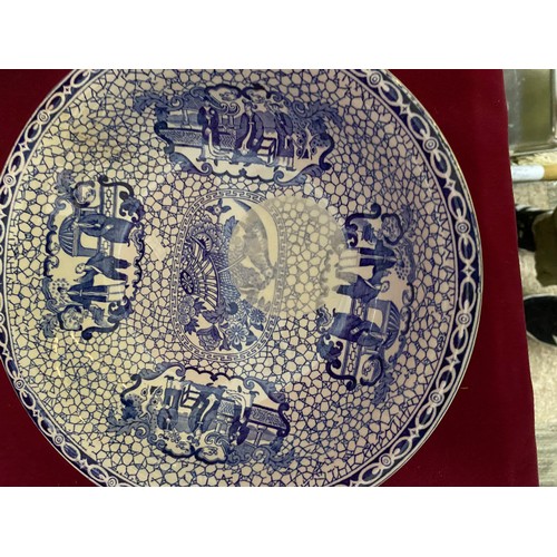 217 - Antique Adams pottery blue and white dessert set, a William Adams plate and Chinese pattern bowl.