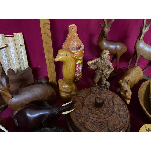 231 - Box of assorted wooden animals and other wooden items