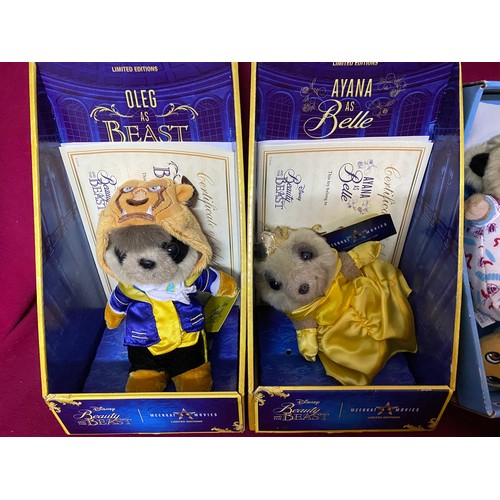 236 - 7 Meerkat toys including 2 Beauty and the Beast