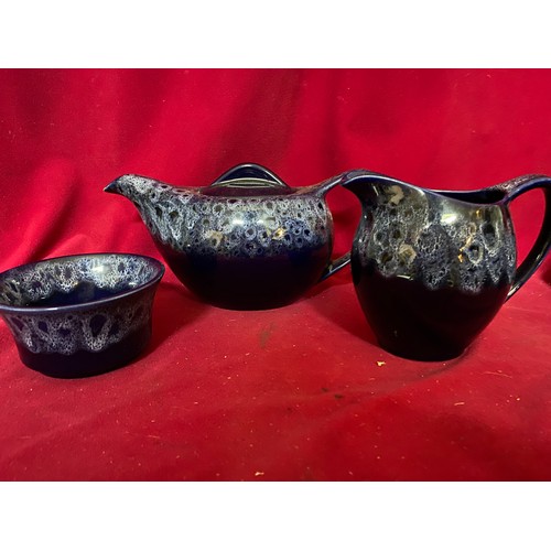 252 - Kernewek Blue Dripware 21 piece teaset.