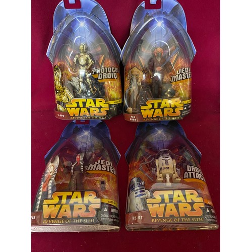 319 - 8 figures from Star Wars Episode III Revenge of the Sith. New sealed on card by Hasbro 2005.