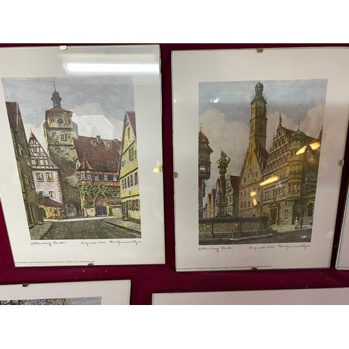 289 - 1950's coloured etchings of Rothenburg W. Germany by Ernst Geissendorfer [1908-1993] 8 original sign... 