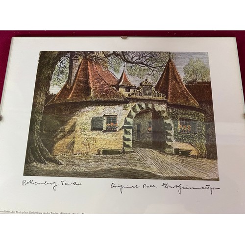 289 - 1950's coloured etchings of Rothenburg W. Germany by Ernst Geissendorfer [1908-1993] 8 original sign... 