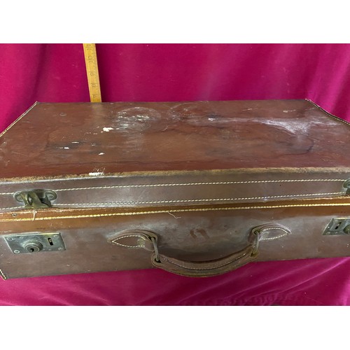 307 - Selection of 3 1950's style brown suitcases