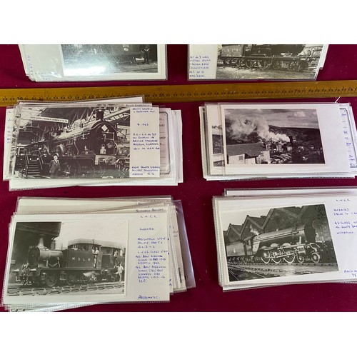 420 - Collection of old Railroad and train postcards with descriptions.