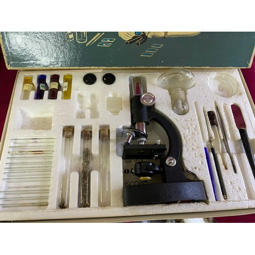 431 - Vintage Microscope set, assortment of Lego, H.M.S. Ajax model plane and some vintage mecanno style p... 