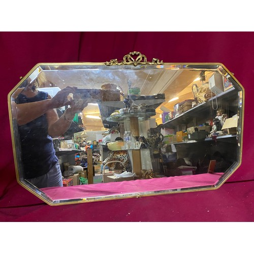 406 - Victorian Brass Edged bevelled mirror