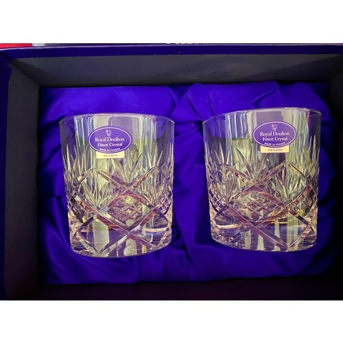 232 - Boxed pair of Royal Doulton crystal whisky tumblers