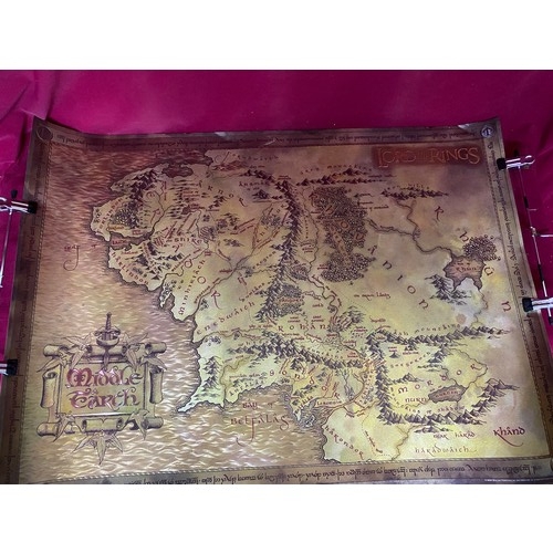 341 - Lord of the Ring Middle Earth large foil map, The Two Towers from Tolkien Enterprises, made in 2002