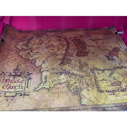 341 - Lord of the Ring Middle Earth large foil map, The Two Towers from Tolkien Enterprises, made in 2002