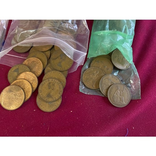 351 - 215 pre decimal Penny coins, Victorian 54 coins, Edward VII 17 coins George V 56 coins, George VI 35... 