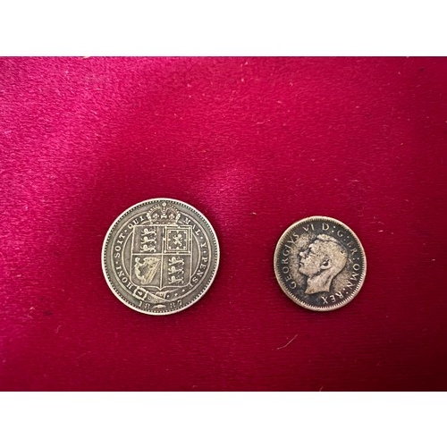 437 - King George Sixpence dated 1937 and Queen Victoria Shilling dated 1887