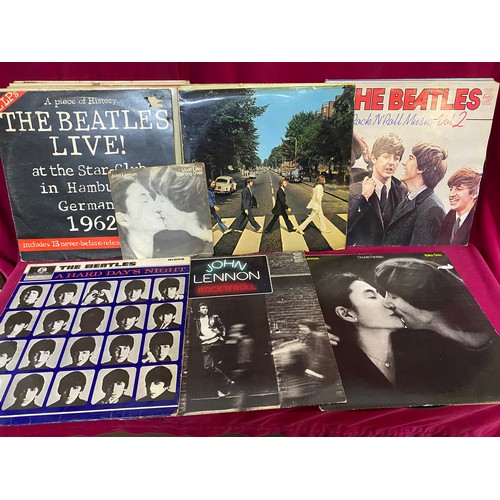 15 - Collection of Beatles LP records in record box.