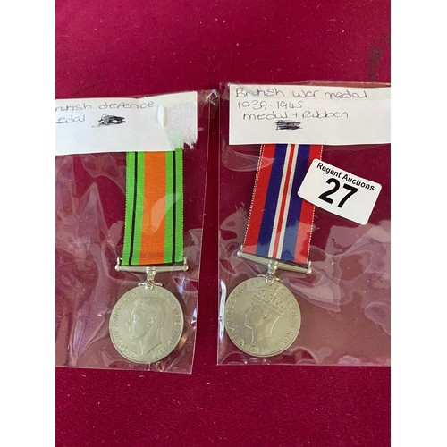 27 - 2 Original WW2 medals.