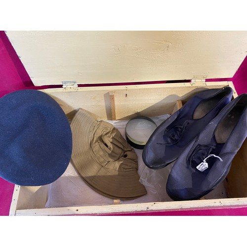 54 - R.A.F. Red Cross Box with R.A.F. Shoes, Beret and Badge