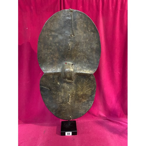 88 - African shield, Sudanese or Ethiopian,  c1820-50 but could be earlier measuring 71 cms long